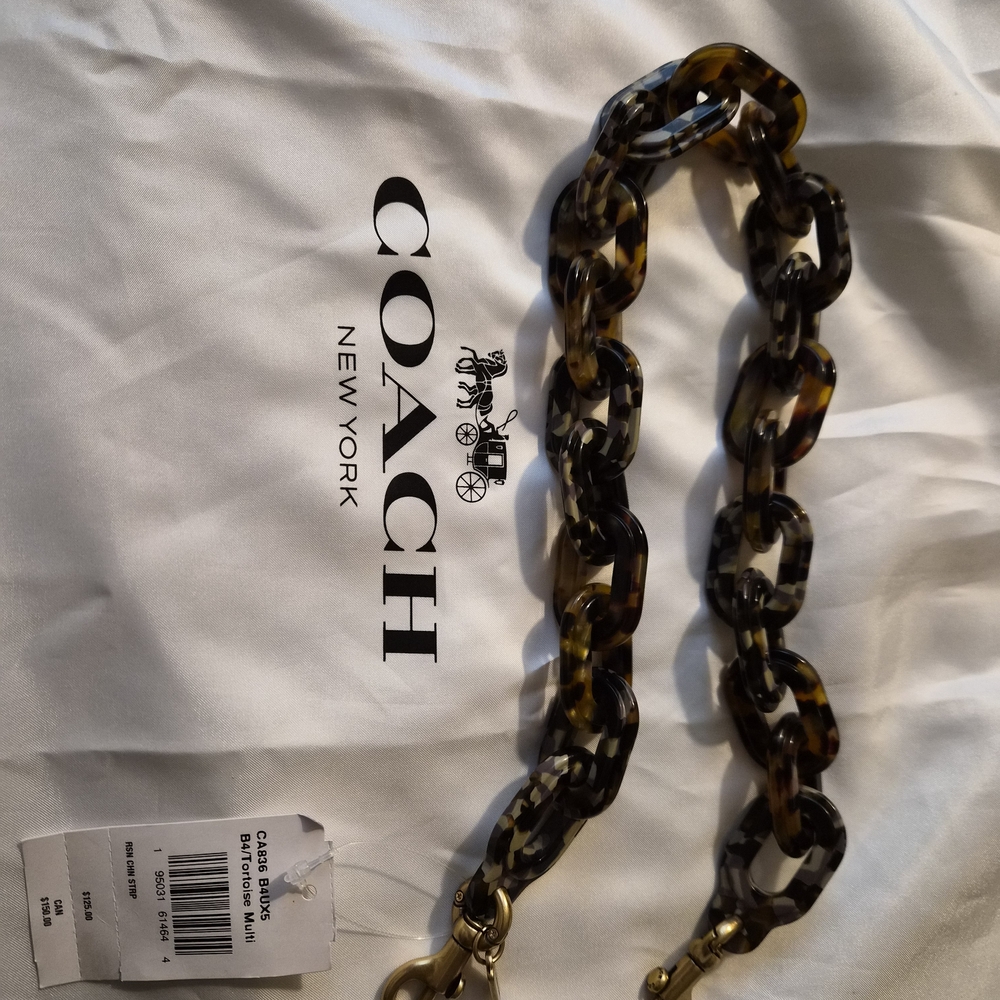 Brand New Coach Tortoise Shell and Gold Chain Strap